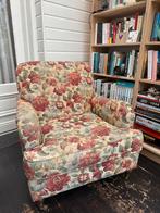 Klassieke Engelse fauteuil met bloemenpatroon, Huis en Inrichting, Ophalen, Zo goed als nieuw, 75 tot 100 cm