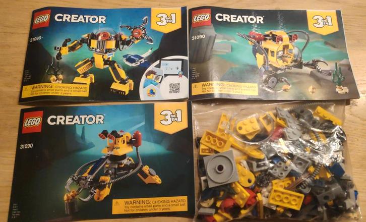 Lego creator 3-in-1 31090 onderwaterrobot, Kinderen en Baby's, Speelgoed | Duplo en Lego, Zo goed als nieuw, Lego, Complete set