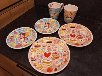 Blond Amsterdam Bake serviesset blauw-roze  beschikbaar voor biedingen