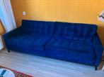 Sissy boy fluwelen blauwe bank, Ophalen, Gebruikt, Driepersoons, 75 tot 100 cm