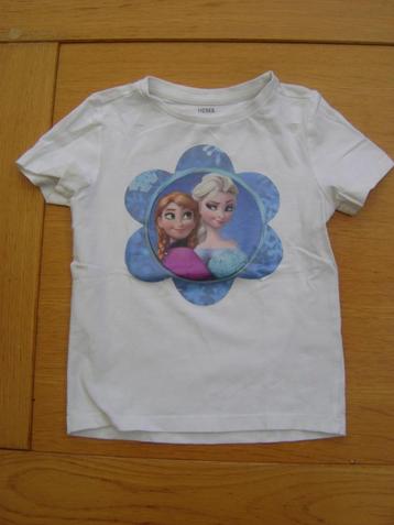 HEMA wit t-shirt met Frozen print - maat 110/116  