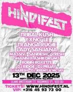 2 x ticket hindifest 13 december 2025 €20 ,- per ticket, Twee personen