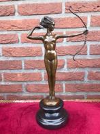 Diana, godin van de jacht, brons en marmer, Antiek en Kunst, Ophalen of Verzenden