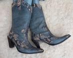 Vintage boho westernlaarzen 38, Blauw, Overige typen, Ophalen of Verzenden, Gedragen