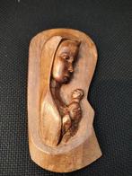 Vintage muurhanger maria en jezus teak hout handgesneden, Antiek en Kunst, Verzenden