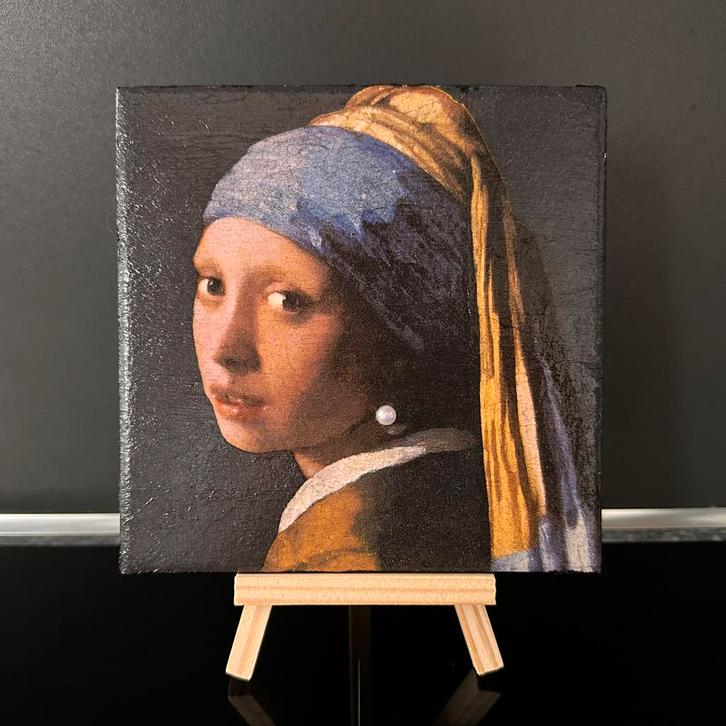 Tegeltjes Meisje met de parel Vermeer - Delfts blauw, Antiek en Kunst, Kunst | Schilderijen | Klassiek, Ophalen