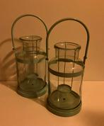 Mooie mintgroene metalen windlichten, Ophalen, Overige materialen, Overige kleuren, 25 tot 50 cm