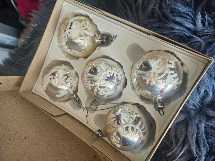 Vintage kerstdeco met doos, Verzamelen, Retro, Overige typen, Ophalen of Verzenden