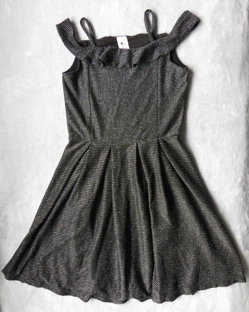 Jurk zwart met zilver, maat 146 - 152, Feestjurk glitterjurk, Kinderen en Baby's, Kinderkleding | Maat 146, Gebruikt, C&A, Meisje