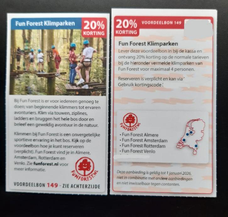 Fun Forest Klimparken 20% Korting, Tickets en Kaartjes, Recreatie | Pretparken en Attractieparken