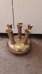 Grote gouden toetervaas, Huis en Inrichting, Overige materialen, Gebruikt, Geel, Ophalen of Verzenden