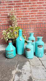 Uniek blauwe vazen en Boeddhahoofd., Huis en Inrichting, Woonaccessoires | Vazen, Ophalen, Steen, Blauw, Zo goed als nieuw