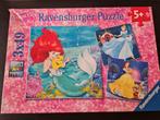 Disney puzzels (3x49 stukjes) Zeemeermin, Assepoester, Belle, Ophalen of Verzenden, 10 tot 50 stukjes, Gebruikt, 4 tot 6 jaar