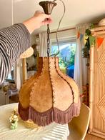 Taklampa grote hang lederen lamp met franjes brutalistisch, Ophalen of Verzenden, Zo goed als nieuw, Rond, 50 cm of meer