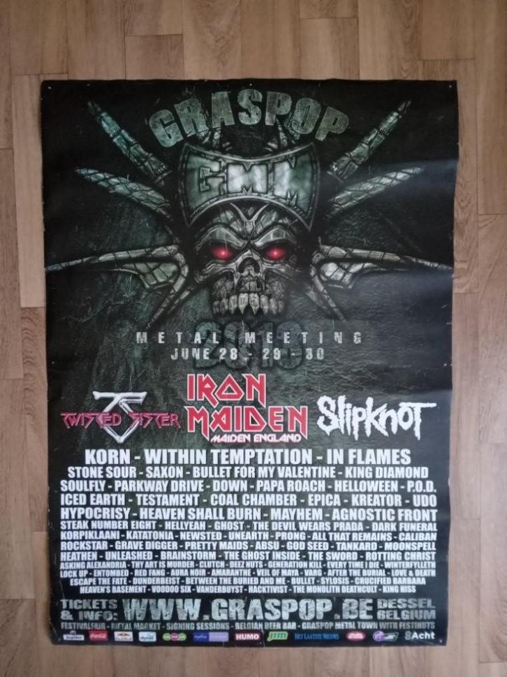 festival poster Graspop Metal MeetingSlipknot ,Iron Maiden, Verzamelen, Posters, Zo goed als nieuw, Muziek, Deurposter of groter