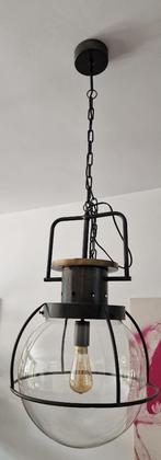 Industriële hanglamp, Huis en Inrichting, Lampen | Hanglampen, Ophalen, Zo goed als nieuw, Glas, 75 cm of meer