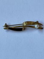 Vintage vergulde broche met parel, Ophalen, Overige materialen, Broche