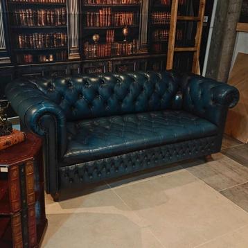Flaming Blue 3-zits Buttonseat Chesterfield bank beschikbaar voor biedingen