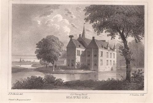 Kasteel Maurick in Noord-Brabant Vught 1846 Litho, Antiek en Kunst, Kunst | Etsen en Gravures, Ophalen of Verzenden