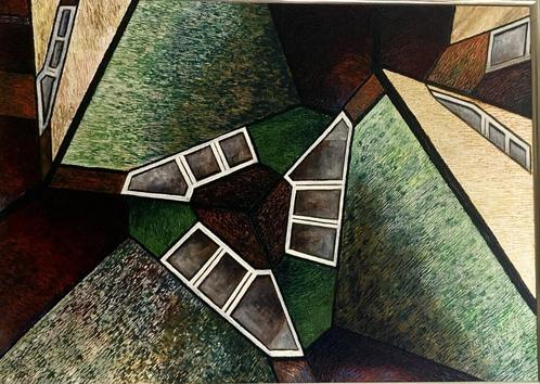 abstract schilderij, Antiek en Kunst, Kunst | Schilderijen | Klassiek, Ophalen of Verzenden