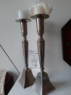 Zilverkleurige kandelaars, Huis en Inrichting, Woonaccessoires | Kandelaars en Kaarsen, Ophalen, Metaal, 25 tot 50 cm
