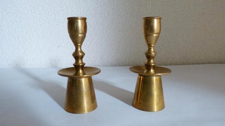 messing kandelaars Denemarken, Huis en Inrichting, Woonaccessoires | Kandelaars en Kaarsen, Minder dan 25 cm, Brons of Koper, Ophalen of Verzenden