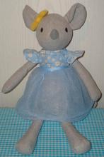 Knuffel MUIS grijs stof tutu jurkje blauw, Ophalen of Verzenden, Zo goed als nieuw, Overige typen