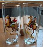 Vintage Glazen met Paardenmotief, Ophalen of Verzenden, Gebruikt, Frisdrankglas