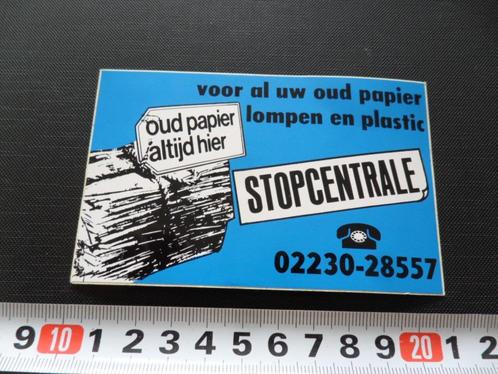 sticker Den Helder STOPCENTRALE oudpapier lompen 02230-28557, Verzamelen, Stickers, Zo goed als nieuw, Bedrijf of Vereniging, Ophalen