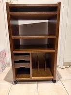 Audio Rack / Platenkast Eik op wieletjes stereo kast, Ophalen, Minder dan 50 cm, Gebruikt, Eikenhout