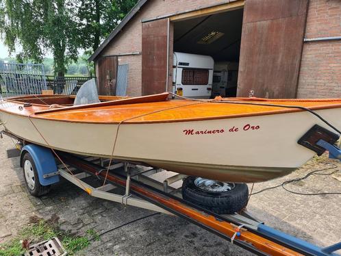 Zeilboot, Authentiek houten zeilboot (Topklasse) met trailer, Watersport en Boten, Open zeilboten, Gebruikt, Overige typen, 6 meter of meer