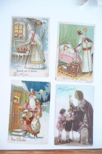 4 antieke sinterklaas kaarten 2 x1905,1x1910 en 1x1934 beschikbaar voor biedingen