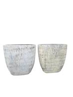 • Twee grote betonlook bloempotten 🌿, 25 tot 40 cm, Gebruikt, Minder dan 40 cm, Overige vormen