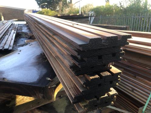 1250 meter Blokprofiel rabat thermo vuren, Tuin en Terras, Palen, Balken en Planken, Nieuw, Planken, 250 cm of meer, Hardhout