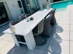 Prachtige witte houten tuintafel van 3 meter, Tuin en Terras, Tuintafels, Ophalen, Rechthoekig, Hout