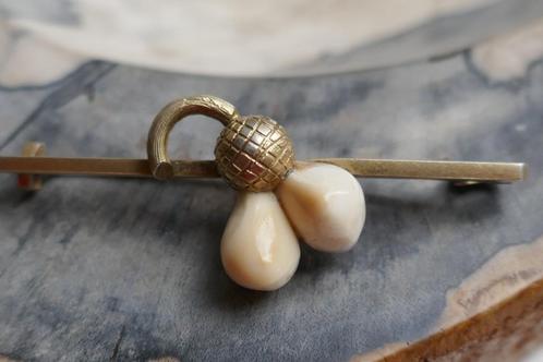 Antieke broche met Grandeln, Sieraden, Tassen en Uiterlijk, Antieke sieraden, Broche, Zilver, Verguld, Verzenden