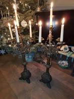 Antieke kandelaars kaarsenstandaards 74cm hoog! 2x 7 arms, Ophalen, Koper of Brons