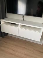 Ikea Besta tv meubel wit hoogglans + glasplaat, Minder dan 100 cm, 25 tot 50 cm, 100 tot 150 cm, Zo goed als nieuw