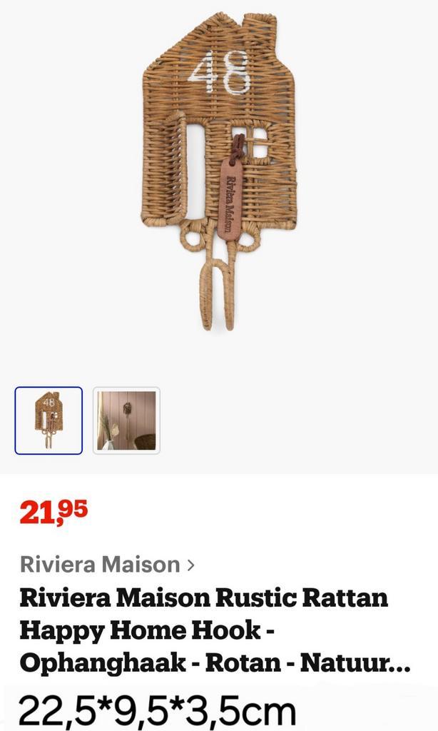 Rivièra maison rustic rattan happy home hook, Huis en Inrichting, Woonaccessoires | Kapstokken, Nieuw, Ophalen of Verzenden