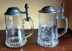 Kristallen bierpullen mondgeblazen met deksel his & her, Ophalen of Verzenden