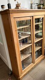Geloogd grenen vitrine kast, Huis en Inrichting, Kasten | Vitrinekasten, Ophalen, Met deur(en), 100 tot 150 cm, Zo goed als nieuw
