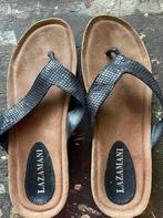 Lazamani slippers zeart leer in maat 39, Slippers, Zwart, Lazamani, Ophalen of Verzenden