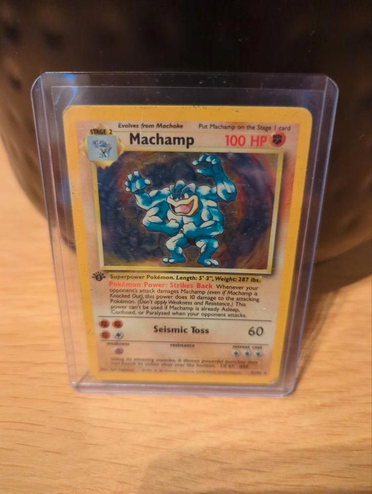 Machamp 1st Edition - gebruikt, Hobby en Vrije tijd, Verzamelkaartspellen | Pokémon, Gebruikt, Losse kaart, Ophalen of Verzenden