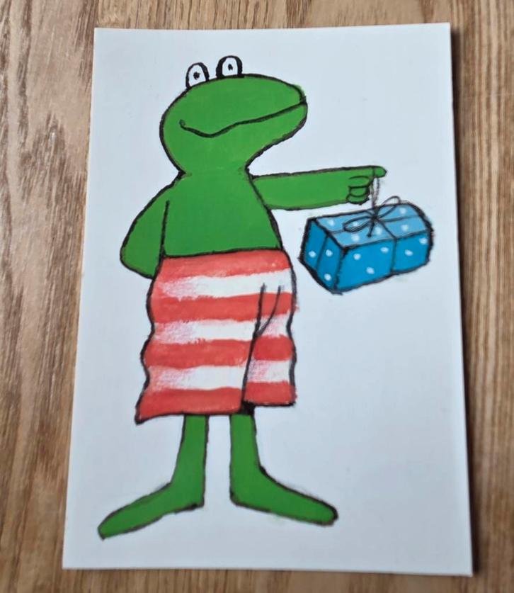 Kikker met een cadeautje - Max Velthuijs, Verzamelen, Ansichtkaarten | Themakaarten, Gelopen, 1980 tot heden, Overige thema's