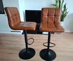 Als nieuw: 2 barkrukken cognac lederlook, Huis en Inrichting, Barkrukken, 2 krukken, Ophalen, Zo goed als nieuw