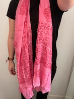 Sjaal India roze met print, Kleding | Dames, Ophalen of Verzenden, Sjaal, Zo goed als nieuw