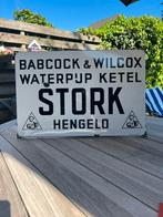 Emaille reclamebord Stork Hengelo waterpijp ketel, Ophalen of Verzenden