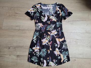ROXY zwart zomerjurkje met print maat XS ~ TH0045 beschikbaar voor biedingen