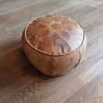 Marokkaanse leren poef uit Fez, Huis en Inrichting, Banken | Voetenbanken en Poefen, Ophalen, Minder dan 50 cm, Gebruikt, Marokkaans