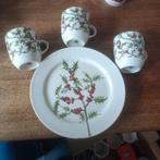 Jet ter Steege kerst Hulst 3 ontbijtbordjes 3 mokjes, Ophalen of Verzenden